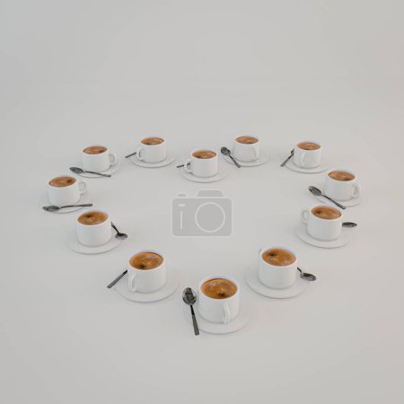 Foto de Tazas de café aisladas sobre fondo blanco 3d ilustración - Imagen libre de derechos