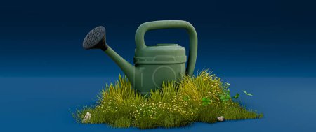 Photo for Watering can isolated on blue background 3d illustration - Royalty Free Image