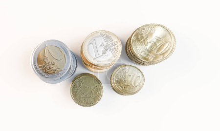 Photo for Euro coins isolated on white background 3d illustration - Royalty Free Image