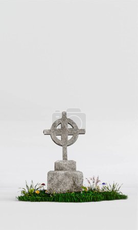 Photo for Gravestone isolated on white background 3d illustration - Royalty Free Image