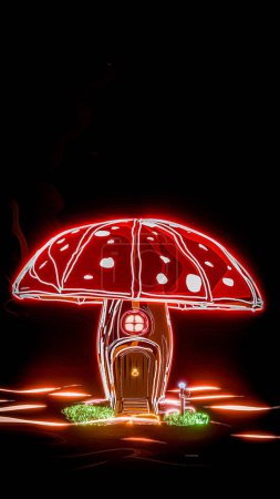 Photo for Mushroom house isolated on black background 3d illustration - Royalty Free Image