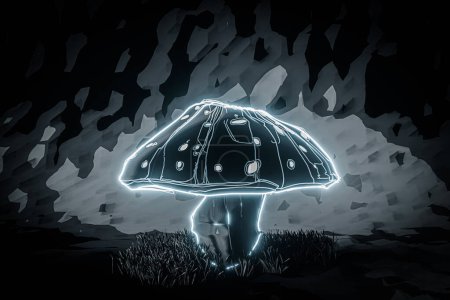 Photo for Mushroom isolated on black background 3d illustration - Royalty Free Image