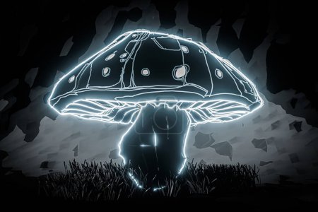 Photo for Mushroom isolated on black background 3d illustration - Royalty Free Image