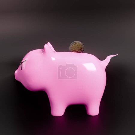 Photo for Piggy bank isolated on black background 3d illustration - Royalty Free Image