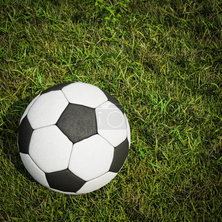 Photo for Soccer ball on grass 3d illustration - Royalty Free Image