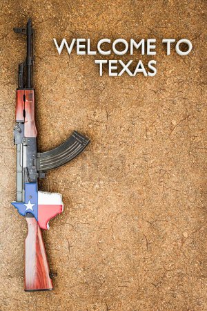 Foto de Rifle de Texas en suelo seco 3d ilustración - Imagen libre de derechos