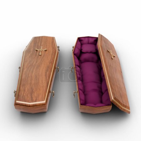 Photo for Coffin isolated on white background 3d illustration - Royalty Free Image
