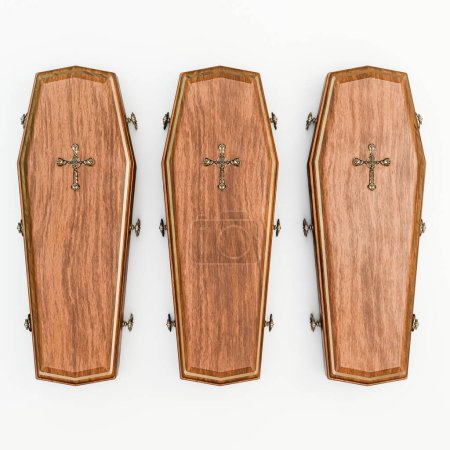 Téléchargez les photos : Cercueil isolé sur fond blanc illustration 3d - en image libre de droit