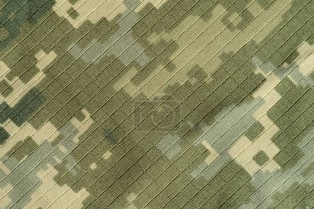 Ukrainian soldier's pixel camouflage uniform diagonal texture.