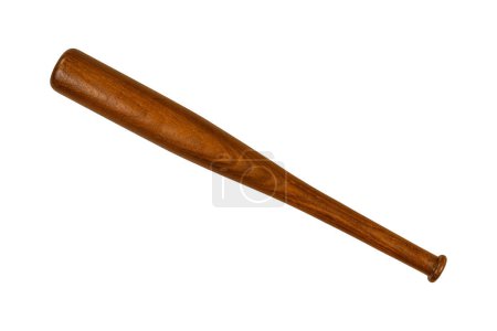 Photo for Wooden baseball bat isolated on white background. Dark wood. - Royalty Free Image