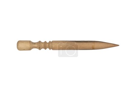 Thin slicker cone shape solid beech wooden handle isolated on transparent background.