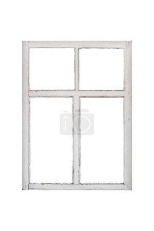 White wooden window isolated on white background.