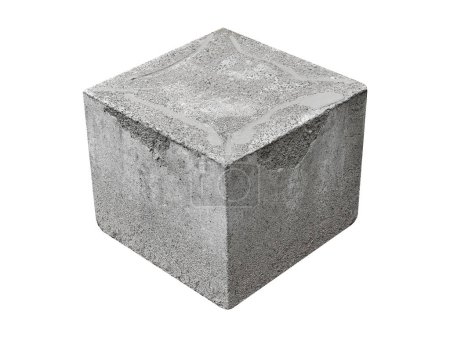 Concrete block cube is isolated on white background.