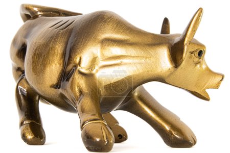 This golden bull statuette embodies the spirit of bullish trends in the professional trading arena, symbolizing wealth, economic growth, and the prosperity of long-term investments in the bustling world of the stock market.