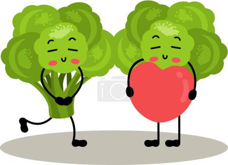 Ilustración de Un par de broccolis verdes enamorados - Imagen libre de derechos