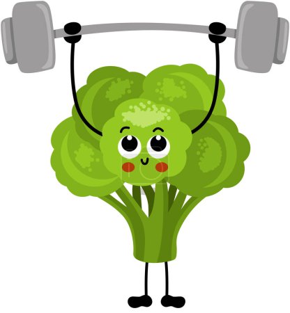Ilustración de Divertida mascota broccolis verde hacer gimnasio - Imagen libre de derechos