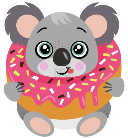 Ilustración de Adorable koala dentro de un delicioso donut - Imagen libre de derechos