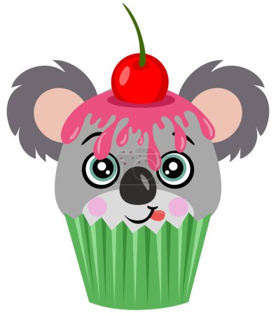 Ilustración de Lindo koala en la parte superior de un delicioso cupcake - Imagen libre de derechos