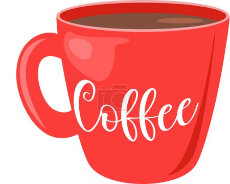 Téléchargez les illustrations : Tasse à café rouge isolée sur blanc - en licence libre de droit