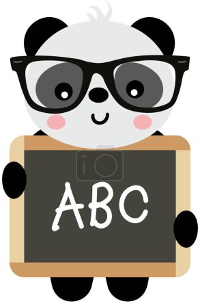 Illustration for Panda teacher holding a school blackboard with abc written - Royalty Free Image