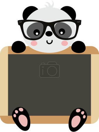 Illustration for Panda teacher with school blackboard - Royalty Free Image