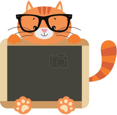 Illustration for Cat teacher with school blackboard - Royalty Free Image