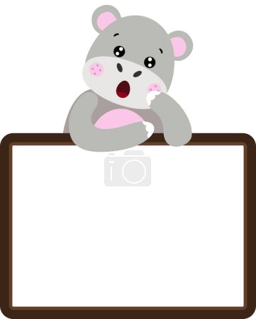 Surprise cute hippo with blank frame