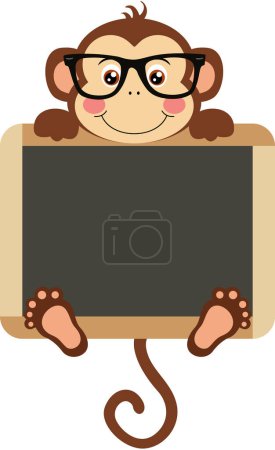 Illustration for Monkey teacher with school blackboard - Royalty Free Image