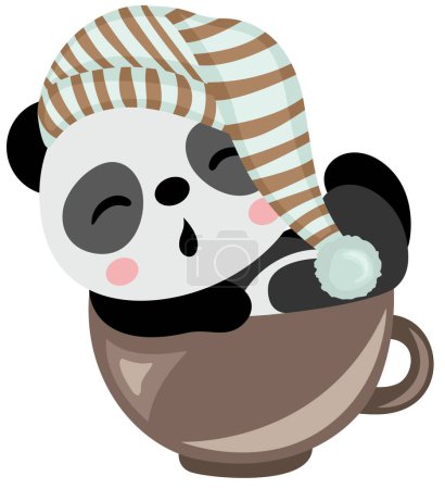 Cute panda sleeping in cup