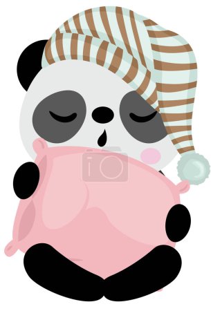 Cute panda sleeping holding a pillow