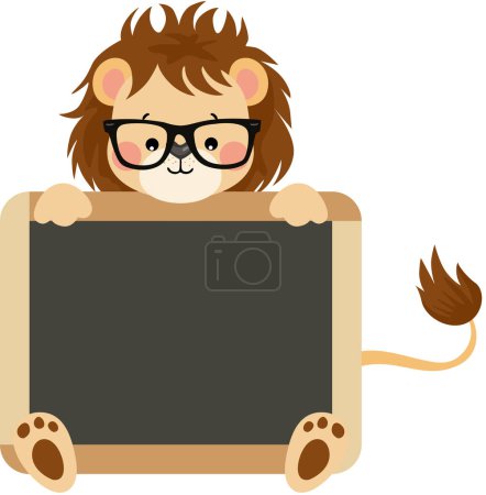 Illustration for Lion teacher with school blackboard - Royalty Free Image