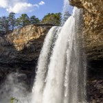 Noccalula Falls, a tall, plunging waterfall in a park of the same name, is on Black Creek at the southern terminus of Lookout Mountain in Gadsden, Alabama.