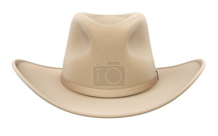 Téléchargez les photos : Vue de face du chapeau de cow-boy isolé sur fond blanc - Illustration 3D - en image libre de droit