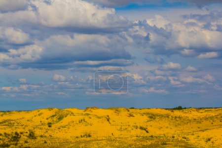 Photo for Wide sandy desert under blue cloudy sky - Royalty Free Image