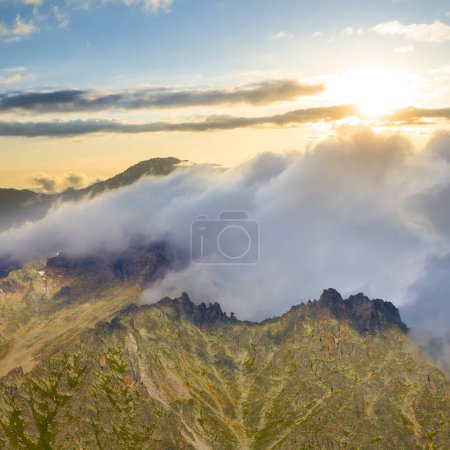 Photo for Misty mountain valley at the sunset - Royalty Free Image