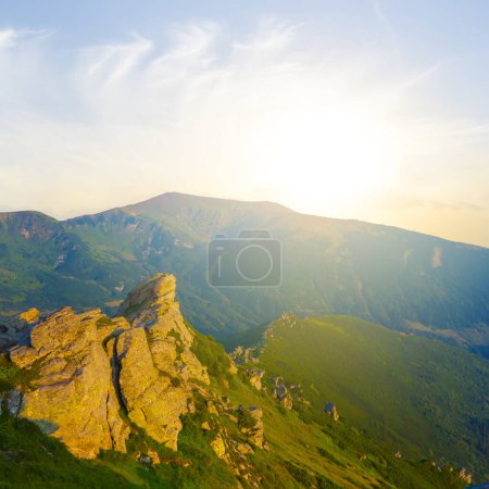 Photo for Green mountain valley at the sunrise - Royalty Free Image