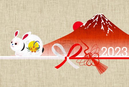 Téléchargez les illustrations : Rabbit New Year's card Mt. Fuji background - en licence libre de droit
