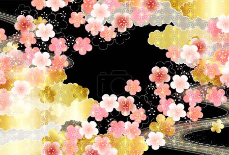 Ilustración de Ciruela patrón japonés fondo de primavera - Imagen libre de derechos