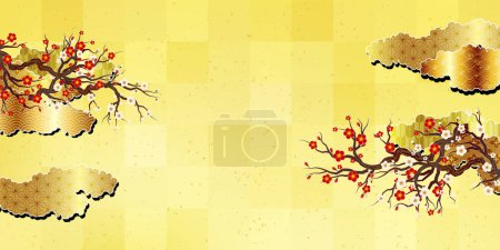 Ilustración de Plum Japanese pattern Japanese paper background - Imagen libre de derechos