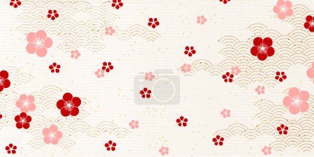 Illustration for Plum Japanese pattern Japanese paper background - Royalty Free Image
