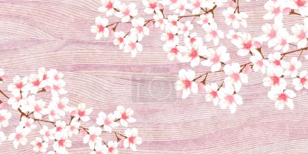 Téléchargez les illustrations : Cherry Blossom spring Japanese pattern background - en licence libre de droit