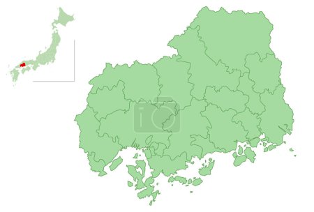Téléchargez les illustrations : Hiroshima Map prefectures municipalities icon - en licence libre de droit