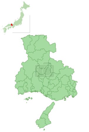Ilustración de Hyogo Map prefectures municipalities icon - Imagen libre de derechos