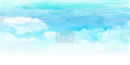 Téléchargez les illustrations : Ciel nuage été aquarelle fond - en licence libre de droit