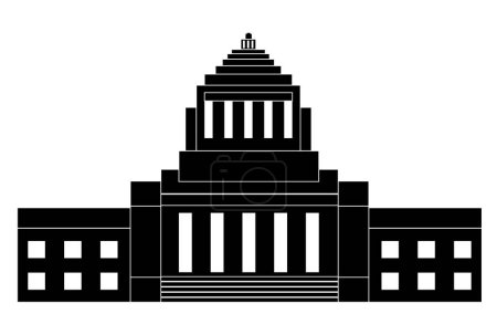 Illustration for National Diet Building Tokyo building icon - Royalty Free Image