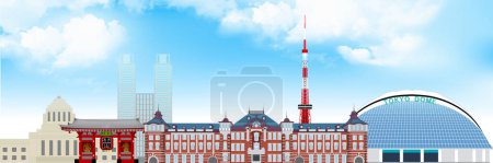 Illustration for Tokyo station famous place building background - Royalty Free Image
