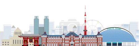Illustration for Tokyo station famous place building background - Royalty Free Image