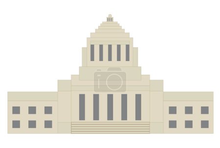 Illustration for National Diet Building Tokyo building icon - Royalty Free Image