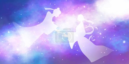 Illustration for Tanabata Milky Way Night Sky Background - Royalty Free Image