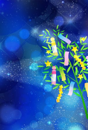 Illustration for Tanabata Night Sky Milky Way Background - Royalty Free Image